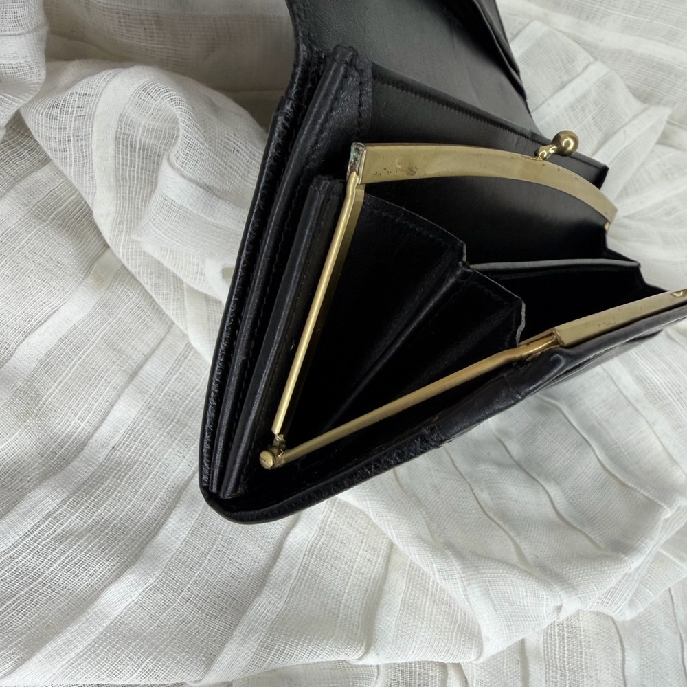 Vintage Coach Madison Black Leather Kiss Lock Clutch Wallet Made in Italy - Picture 6 of 16